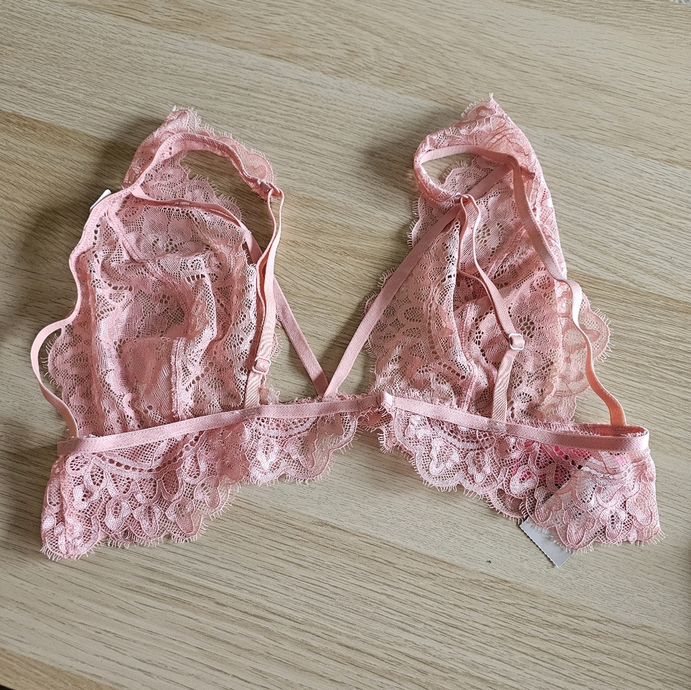 NWT La SENZA Pink Lace Bralette Size L - Picture 2 of 4